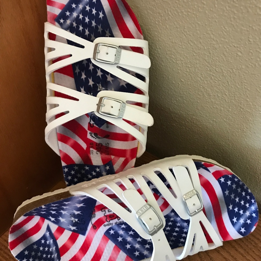 Berkenstock patriotic flag sandals
